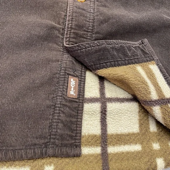 Levi's Jacket Mens Large Brown Corduroy Fleece Lined Shirt Shacket Outdoor - Picture 2 of 8